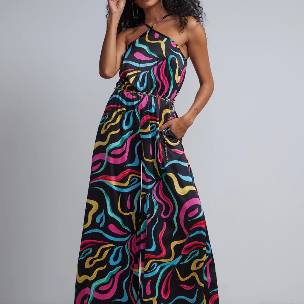 Multicolor Halter Jumpsuit